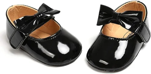 Miniatura 75 de RVROVIC Mocasines de princesa para bebé, zapatos brillantes de Mary Jane, zapatos de cuna de suela suave y ligera de primera calidad, zapatos