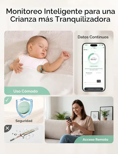 Miniatura 9 de Momcozy Termómetro digital portátil para bebé, termómetro inteligente preciso de grado médico, lecturas instantáneas, termómetro de monitoreo