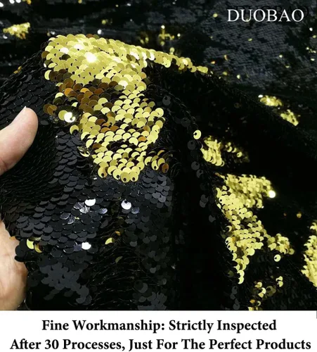 Miniatura 4 de DUOBAO Tela de Lentejuelas Reversibles con Efecto Flip - 0.5 Yarda de Lentejuelas de Sirena de Morado a Dorado, Material de Costura Brillante DIY