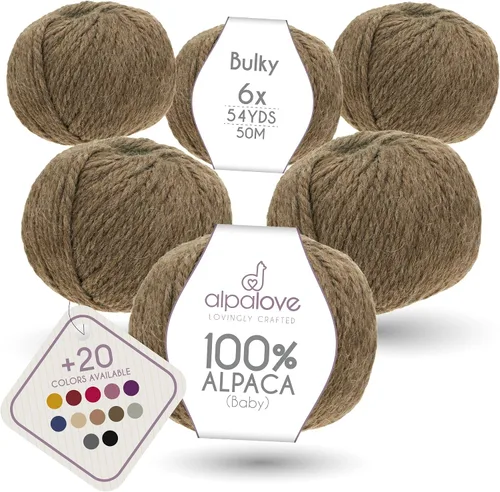 Miniatura 15 de Set de Lana Abultada (6 x 50 g) Súper Suave de Alpaca Bebé para Tejer Antracita 300 Metros