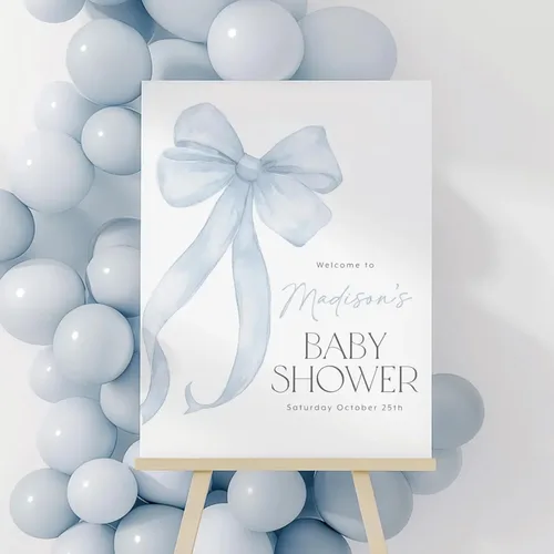 Miniatura 15 de Letrero de bienvenida personalizado para baby shower, letrero de bienvenida personalizado para bebé, letrero de bienvenida de globo azul, decoración