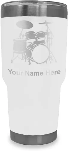 Miniatura 12 de LaserGram Vaso aislado al vacío de 20 onzas, juego de batería, grabado personalizado incluido (negro)