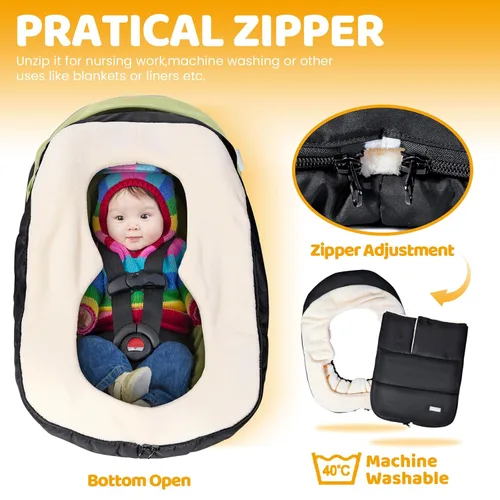 Miniatura 4 de Orzbow Funda de asiento de automóvil de invierno para bebé Funda de asiento de automóvil para bebé Toldo impermeable para asiento de coche