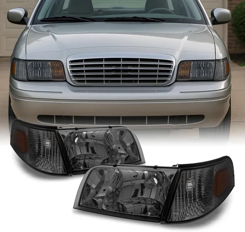 Miniatura 6 de AKKON - Juego de 4 faros delanteros transparentes de repuesto para Ford Crown Victoria con lámparas de esquina, 4 piezas izquierda + derecha
