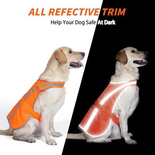 Miniatura 2 de Chaleco reflectante para perros de razas medianas y grandes, chaleco de seguridad para perros de alta visibilidad con campanilla removible
