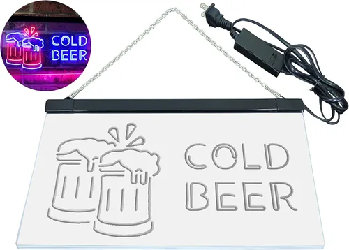 Miniatura 8 de ADVPRO Letrero de neón LED de doble color azul y rojo de 24 x 16 pulgadas st6s64-i2069-br de Cold Beer Bar Pub Club Décor azul y Red