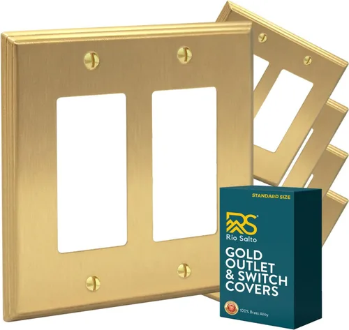 Miniatura 15 de Rio Salto BRASS - Placa de pared moderna de metal dorado para interruptor de luz o cubierta de enchufe, placa de pared para receptáculo individual