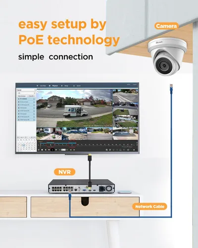 Miniatura 2 de Sistema de cámara de seguridad de 16 canales PANOOB, 12x cámara IP de 5 MP con cable para exteriores tipo torreta/domo PoE, detección AI de humanos