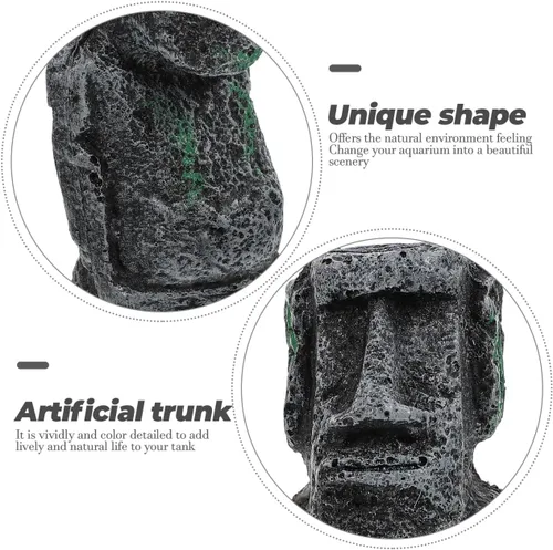 Miniatura 4 de balacoo Estatua de Moai de Pascua para decoración de acuario, estatua de cabeza de isla de Pascua de resina, decoración de paisaje de peces Betta