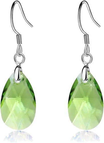 Miniatura 44 de Aretes colgantes de cristal austriaco con forma de lágrima para mujer, joyería hipoalergénica de plata de ley 925