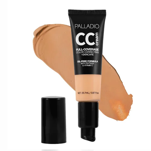 Miniatura 18 de Palladio Crema CC de Corrección de Color de Cobertura Completa, Sin Aceite con Péptidos y Vitamina C, Base de Cobertura Ajustable