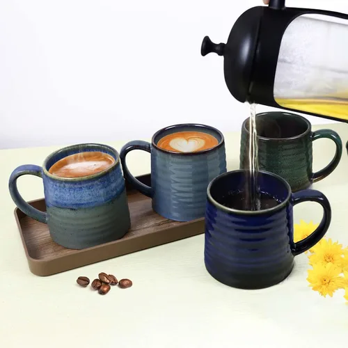 Miniatura 5 de Taza de café grande de cerámica de 18 oz, 500 ml, taza de té grande de cerámica hecha a mano para oficina y hogar, mango grande fácil de sostener