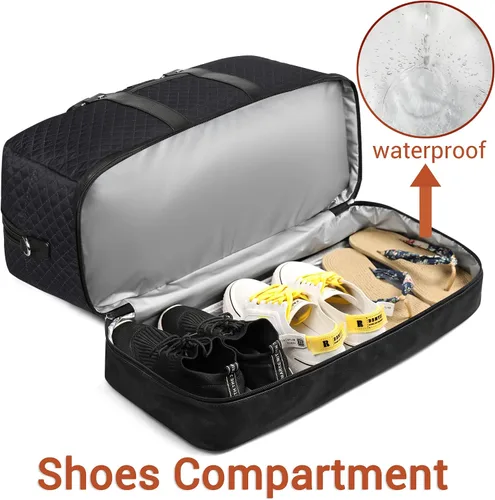 Miniatura 34 de IBFUN Bolsas de fin de semana para mujer, bolsa grande de lona para viaje, bolsa de viaje con compartimento para zapatos, 21 pulgadas, juego de 3