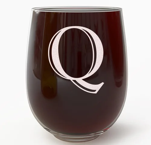 Miniatura 16 de Copa de vino grabada con monograma de 17 onzas sin tallo (letra A) A-Z, regalos personalizados para mujeres, copas de vino personalizadas, regalo