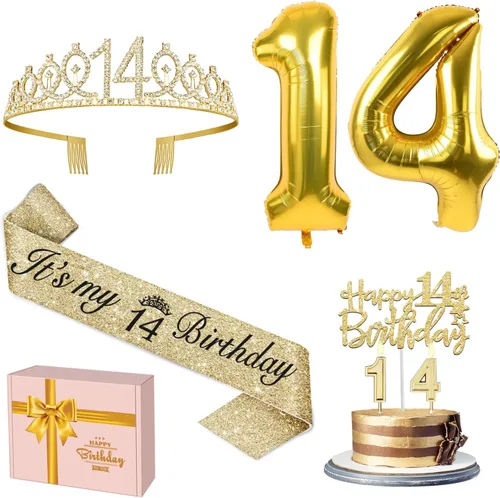 Miniatura 36 de Decoraciones doradas de 70 cumpleaños para mujer con banda y tiara de cumpleaños 70, adorno para pastel y velas, globos de números, regalos de 70