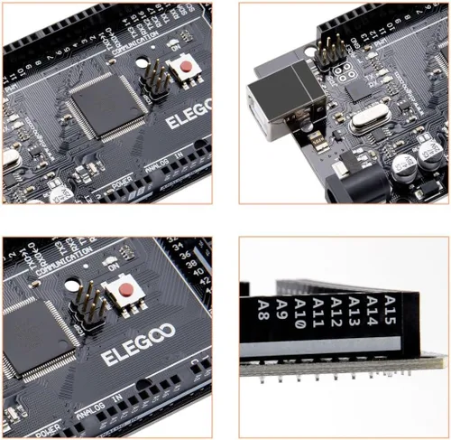 Miniatura 6 de ELEGOO MEGA R3 Placa ATmega 2560 + cable USB compatible con Arduino IDE Proyectos Cumplimiento RoHS Negro