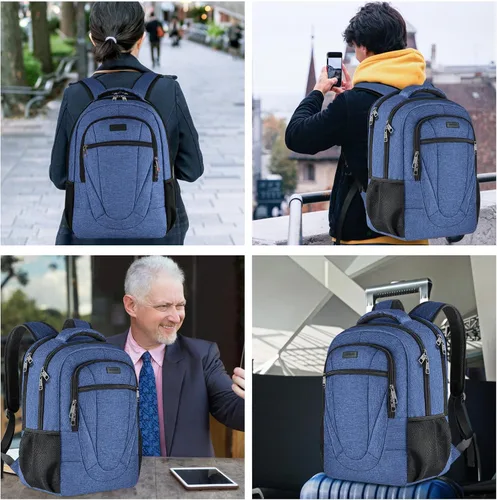 Miniatura 6 de BIKROD Mochila para mujeres y hombres, mochilas escolares extra grandes para adolescentes, mochila resistente al agua para portátiles de 17 Azul