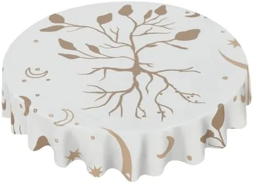 Miniatura 8 de Mantel redondo en blanco y negro con diseño de cheurón, lavable, resistente a las arrugas, para el hogar, cocina, comedor, picnic, campamento