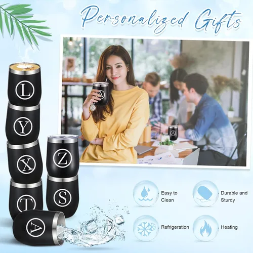 Miniatura 4 de Dandat - Vaso de vino personalizado con llavero de 12 onzas, taza de viaje de acero inoxidable negra con tapa y popote para empleados, profesores