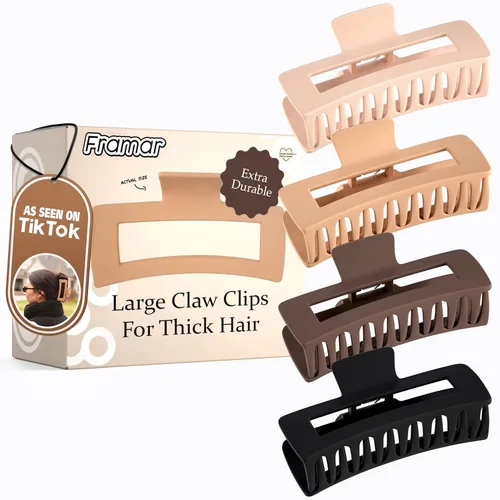Miniatura 9 de FRAMAR - Pinzas grandes de garra para cabello grueso – Pinza grande para cabello grueso, pinzas grandes para mujeres, pinzas de garra para mujeres
