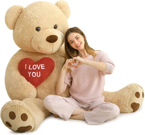 Miniatura 25 de MaoGoLan Oso de peluche gigante de 52" Oso de peluche - Te amo Corazón rojo Oso de peluche grande para regalo de San Valentín, aniversario, larga