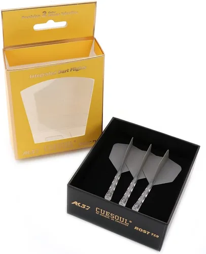 CUESOUL ROST T19 - Astil y vuelos de dardos integrados en forma de gran ala, gris, 33mm - Di adiós a los vuelos de dardos que se caen con eje de