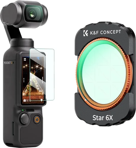 K&F Concept Filtro magnético de estrella para DJI Osmo Pocket 3, 6 puntos de pantalla cruzada Starburst Filtro de lente efecto brillante, vidrio