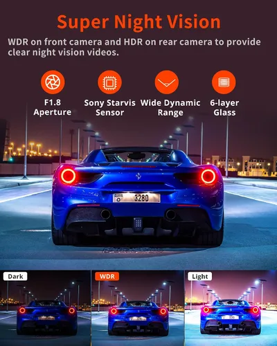 Miniatura 7 de Cámara de salpicadero Kingslim D4PRO delantera y trasera - Cámara de salpicadero dual para coche 4K + 2K con WiFi GPS, grabación interior opcional