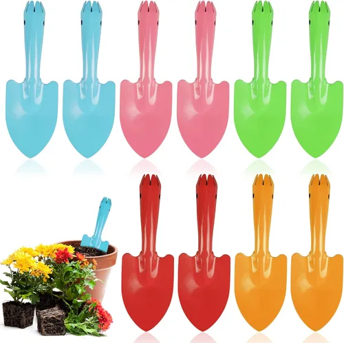Palas de mano de jardín de metal con paleta colorida, 10 herramientas de jardín para niños, adolescentes, adultos, plantación de suelo, caja de arena