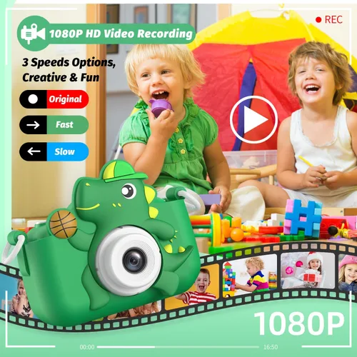 Miniatura 4 de Juguete de cámara para niños, cámara de juguetes de dinosaurio masterbee para niños de 3 a 12 años, regalos de Navidad/cumpleaños para niños y Verde
