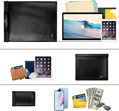 Miniatura 5 de Paquete de 4 bolsas Faraday de grado militar, bolsa Faraday para computadoras portátiles, tabletas y teléfonos, bolsas Faraday a prueba de emp