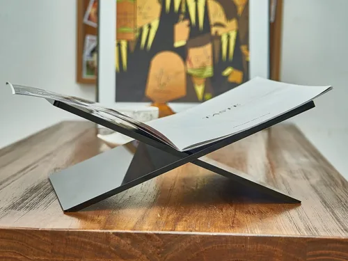 Miniatura 6 de Honygebia Soportes de libros acrílicos negros – Soporte para libros de acrílico con marco cruzado, soporte abierto para exhibición y lectura