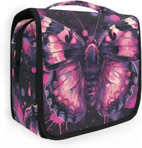 Miniatura 27 de MNSRUU Neceser colgante con diseño de calavera y girasol, bolsa de maquillaje de viaje para artículos de tocador, organizador de artículos