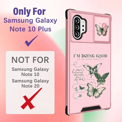 Miniatura 2 de Funermei para Samsung Galaxy Note 10 Plus Funda - Cubierta Linda de Mariposa para Mujer Diseño Linda de Mariposa Verde con Cubierta de Cámara Verde
