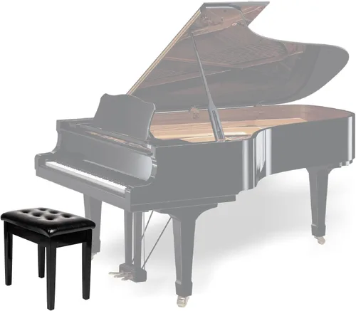 Miniatura 5 de Bonnlo Banco de piano acolchado de madera con almacenamiento de música, taburete para teclado, banco de artista, taburete copetudo, color negro