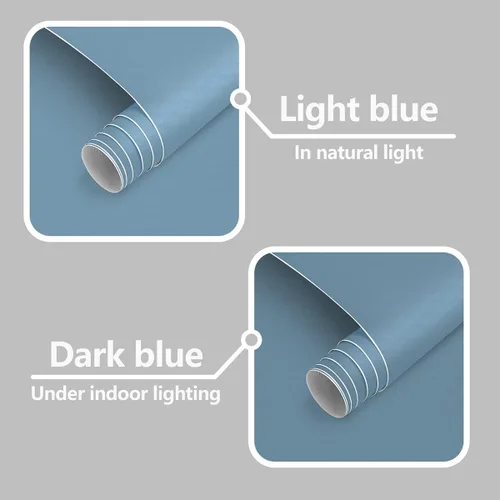 Miniatura 5 de Nukofal Papel tapiz azul para despegar y pegar, 17.7 x 118.1 pulgadas, papel de contacto azul, impermeable, color sólido, moderno, autoadhesivo