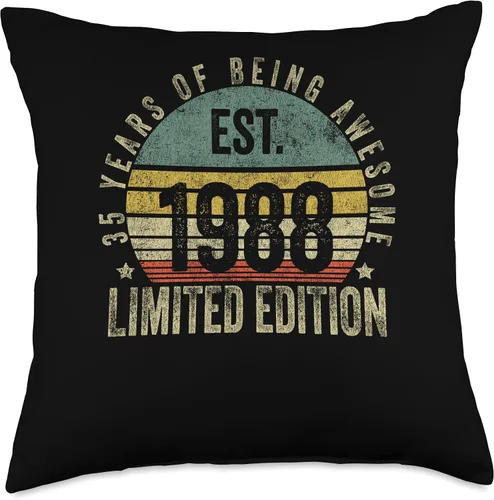 Miniatura 4 de Vintage 35 Year Old Est 1988 Limited Edition 35th Birthday Throw Pillow