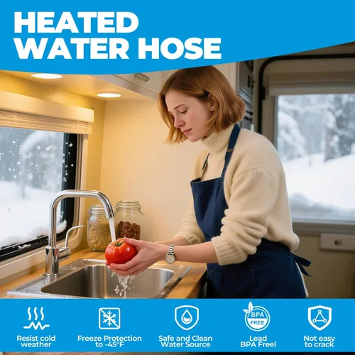 Miniatura 4 de Manguera de agua calefactada para caravana con protección anticongelante hasta -45 °F y apta para agua potable, útil para ganado y agricultura