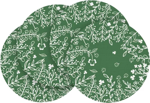 Miniatura 11 de Artoid Mode - Juego de 4 manteles individuales de vinilo de plástico verde oscuro con diseño de maleza y flores silvestres, 12x18 pulgadas, tejidos