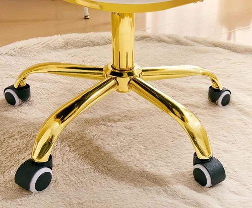 Miniatura 5 de Velvet Swivel Desk Chair with Bubble Back, Adjustable Height Computer Chair with Gold Metal Base, Modern Rolling Vanity Chair for Home Office (Beige)