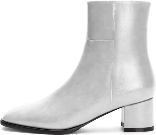 Miniatura 2 de Aachcol Botas de tobillo para mujer, tacón grueso medio, punta cuadrada, cierre clásico, 2 pulgadas