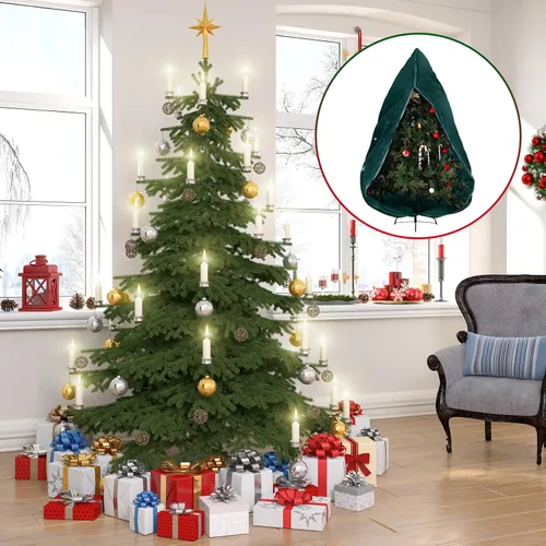 Miniatura 5 de Shappy Bolsa de almacenamiento para árbol de Navidad de 6 x 4.6 pies, bolsa vertical a prueba de polvo con cremallera y cordón para Navidad, a