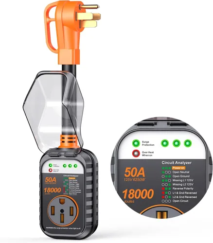 Miniatura 15 de GEARGO Protectores contra sobretensiones RV de 30 amperios, 12000 julios, analizador de circuitos de RV, protección contra sobretensiones IP68