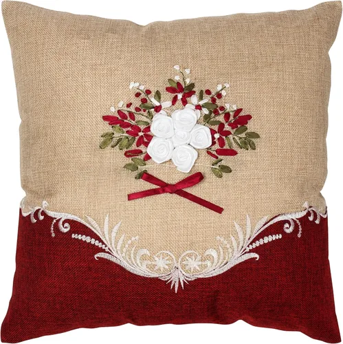 Miniatura 3 de Violet Linen Artístico decorativo arpillera, 18" x 18" almohada - marrón
