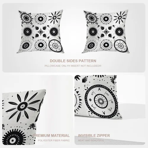 Miniatura 4 de Geometric Patterns Throw Pillow Covers, Black and White Designs Cushion Cases Digital Blended Hidden Zipperl Decorative Pillow Covers Square 16X16