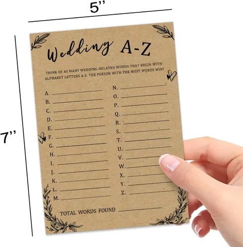 Miniatura 3 de Sirjiera Juego de despedida de soltera de boda A-Z, juego de boda A-Z, 30 tarjetas minimalistas del alfabeto, actividad de despedida de soltera