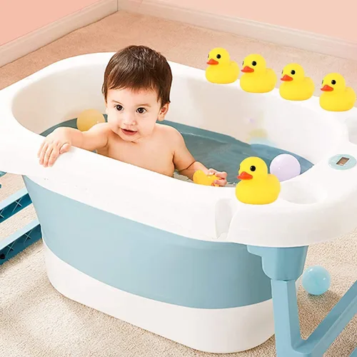 Miniatura 2 de umbresen Patos de goma amarillos preescolares juguetes de baño para tina, regalo para baby shower, bebés y niños pequeños, flotador de piscina