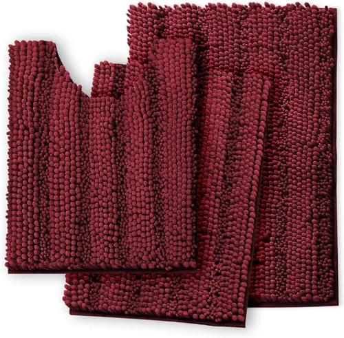 Miniatura 13 de Clara Clark Tapetes para baño de felpilla, tapetes de baño de felpa ultra suaves, lavables a máquina, con parte trasera antideslizante, 44 x 26 Negro