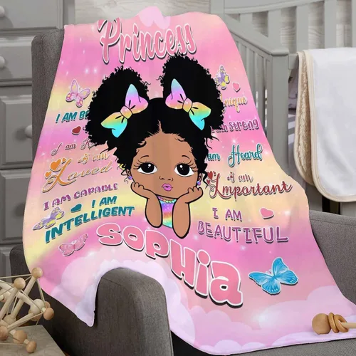 Miniatura 3 de D-Story Mantas personalizadas, mantas personalizadas con nombre, manta americana, manta africana para niña, mantas personalizadas para niños