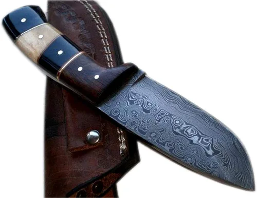 Poshland BC-T-1092 - Cuchillo hecho a mano de acero de Damasco - Hermoso cuchillo